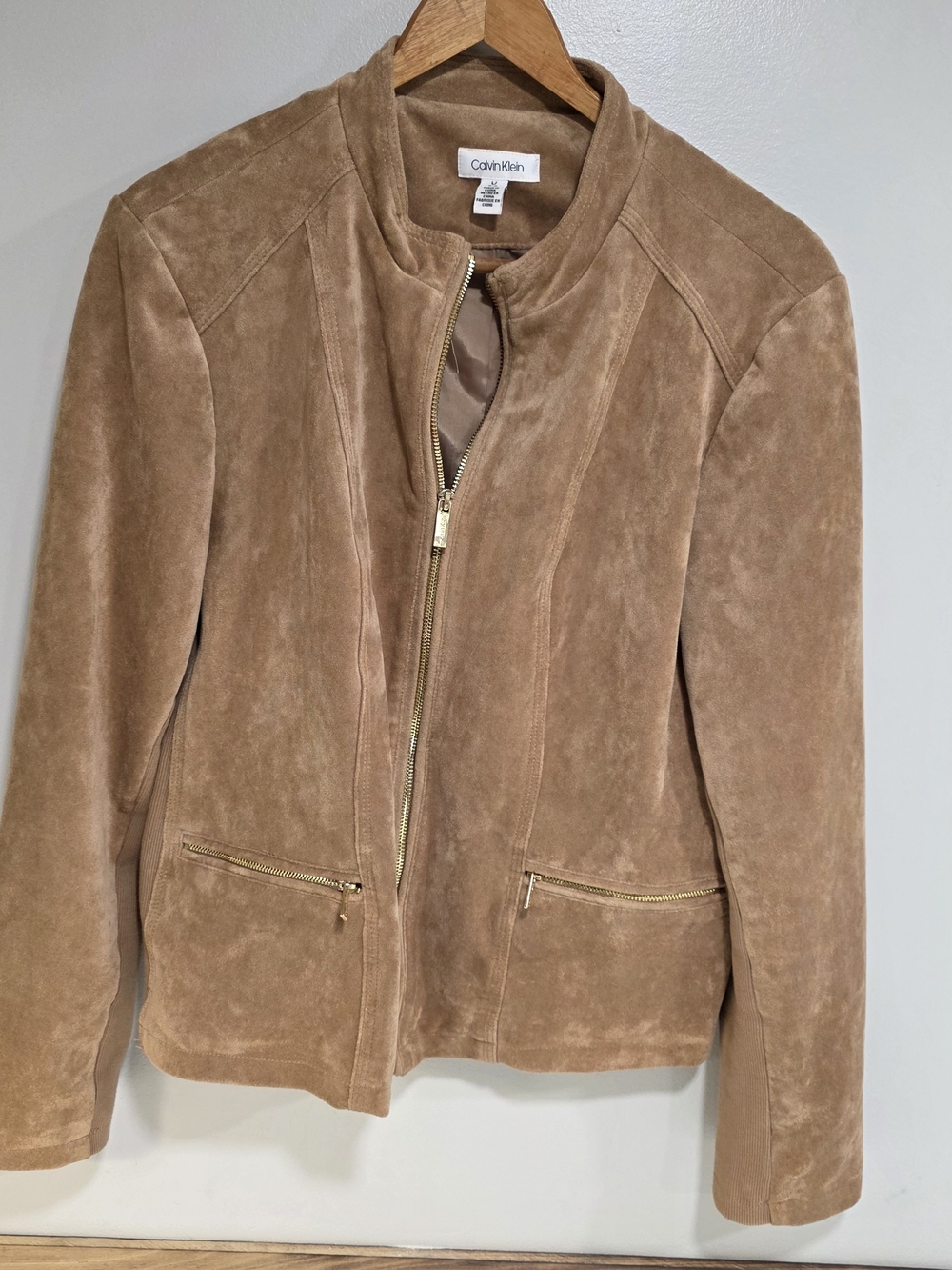 Calvin Klein Light Brown Suede Zip Jacket